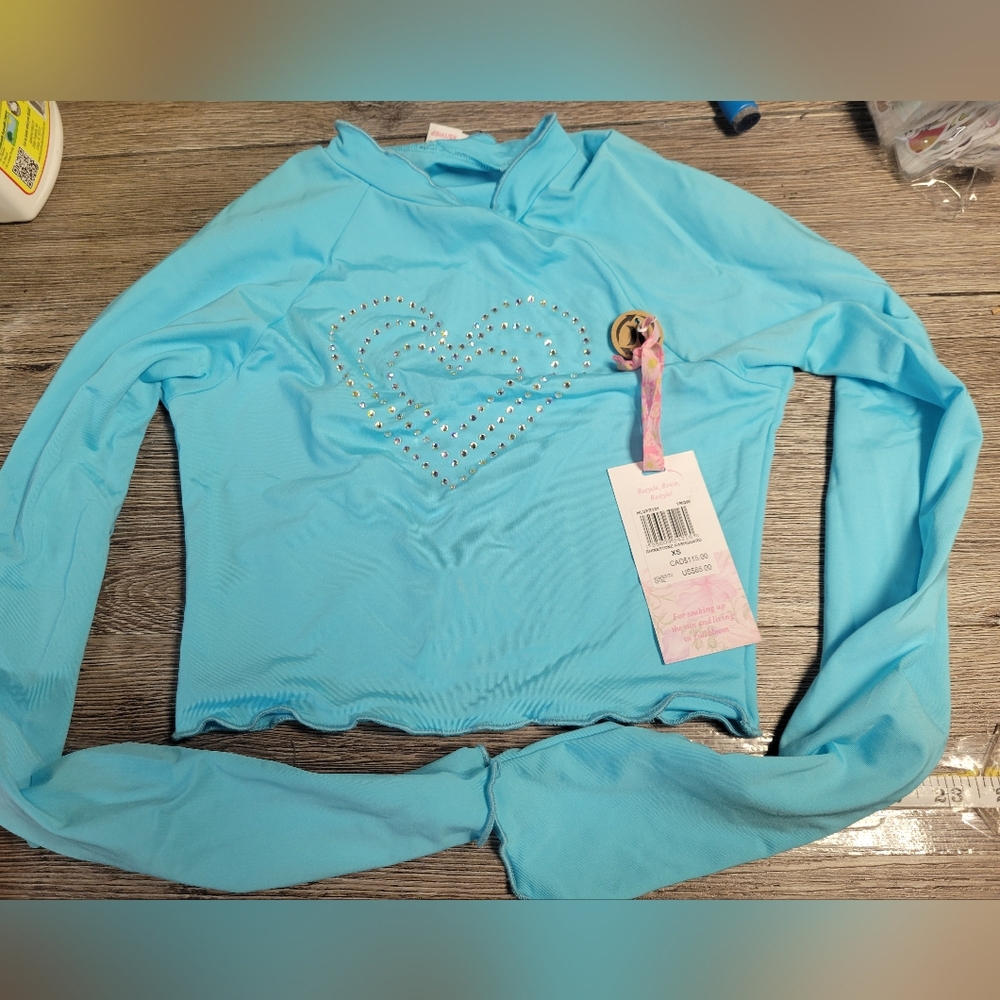 LoveShackFancy X Hurley NWT Girls Heart Embellished Rash Guard Size XS‎